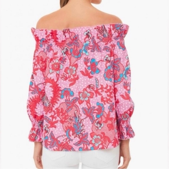 Tuckernuck Marguerite Off The Shoulder Top Size XXL in Bougainvillea Breeze Pink - Picture 4 of 9